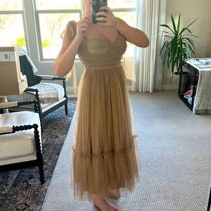 VICI tulle corset dress with velvet black polka dots- NWOT